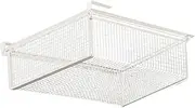 Hanging Pullout Drawer Basket Wardrobe Storage Frame Metal Wire Sliding Under Shelf Storage Organizer Storage Bin for Bedroom, White, L