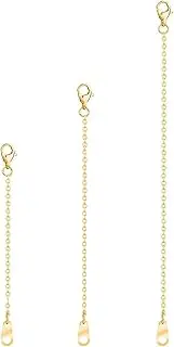 [Gaaines] 3 Pcs Necklace Extender Gold, Reusable Chain Extender for Necklace with Lobster Claw Clasp, Sturdy Gold Necklace Extender for DIY Jewellery Making Necklace Chain, Extend Bracelet and Anklet