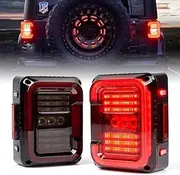Smoked C-Shaped JK LED Tail Lights Fit 2007-2018 Jeep Wrangler JK JKU Sport Sahara Rubicon DOT Approved 30W Super Bright Reverse Plug and Play Brake Turn Signal Running Lights