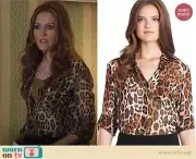 DVF Diane Von Furstenberg LORELEI Leopard Print Silk Chiffon Top Blouse $225