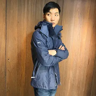 美國百分百【全新真品】Superdry 極度乾燥 風衣 連帽 防風外套 夾克 網格 男 海軍藍 S M號 I757