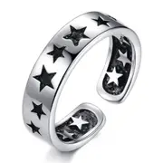 3PCS Silver plating Ring Fashion Woman Jewelry Retro Simple Pentagram Adjustable Ring