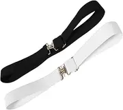 [VALICLUD] 2pcs Elastic Waist Belt with Shark Buckle for Dresses and Casual Wear Durable Woven Comfortable Stretch Belt for Men and Women