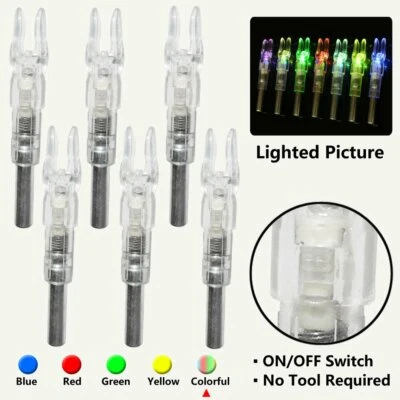 6Pcs 6.2mm Automatically Lighted Led Arrow Nocks for Archery Hunting Shooting