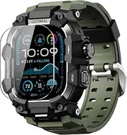 ULTIMAL Rugged Case with Band for Apple Watch 44mm 45mm,for Apple Watch Series SE/SE 2nd Generation/6/5/4,Series 9/8/7 45mm Band Men,Military Grade Shockproof Bumper Cover for iWatch Tactical Band