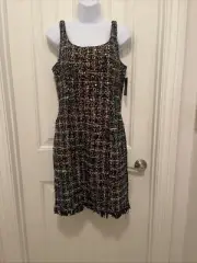 Boston Proper Black / Multicolored Fringe & Sequins Dress Women’s Sz 6 Fringe