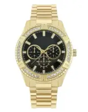 George Men's Gold Tone Watch -Crystal Accents-Removable /Adjustable Links
