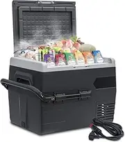 Smad 65L Portable Car Refrigerator with Removeble Basket and Wheels led Lighting Cup Holder, 12V/24V DC Mini Refrigerator (-20℃~+20℃) for RV, Caravan, Camper Trailer, Boat