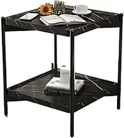 Square End Table Side Table with Metal Frame,2-Tier Accent Couch Beside Table, Vintage Coffee Table Small Nightstand for Bedroom,Living Room,C,60 * 60 * 60cm