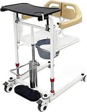 Rolling Walkers Patient Lift Transfer Chair with 180° Split Seat and Tray Desk Shower Chair with Soft Cushion and Potty Transport Wheelchair Self-Propelled Wheelchair