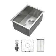 LORDEAR Undermount Bar Sink 14" Rectangular 18G Stainless Steel w/ Accessories