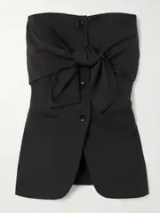 [Max Mara] Max Mara - Veruska Strapless Tie-front Wool-canvas Top - Black - UK 10 UK 10 Black