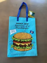 Trader Joe’s Bag Connecticut NEW Reusable Grocery Shopping Hamburger Ships Free
