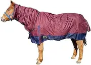 RUMANI CONQUEST Burgandy 1200D WATERPROOF RAINSHEET Turnout Horse Rug Combo