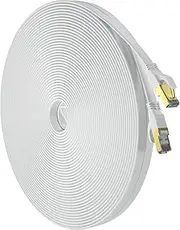 Cat 8 Ethernet Cable 30 FT, Outdoor&Indoor High Speed Heavy Duty Network LAN Internet Cable,SFTP Gold Plated RJ45 40Gbps 2000Mhz Patch Cord, for Modem/Router/Gaming,Faster Than Cat7/Cat6/Cat5-White