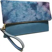 [O&ON] Wristlet Clutch Bag Two-Sided Fold Over Clutch For Women Tie-Dye Pattern Casual Clutch, Oeko-Tex Certified Vegan Leather