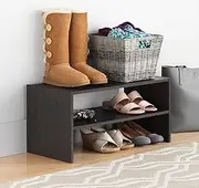 Whitmor Wood Stackable 2-Shelf Shoe Rack, 24 INCH, Espresso