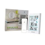 Indoor & Outdoor Thermometer and Hygrometer with Backlight, Digital White