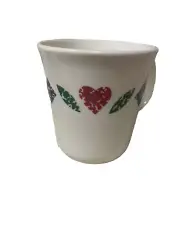 VINTAGE CORELLE CORNINGWARE QUILT HEART DIAMOND MUG SPONGE PAINT LOOK