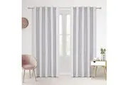 Faux Linen 100% Blockout Eyelet Curtain, Twin Pack (Grey) - 225x223cm