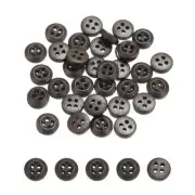 80Pcs Wooden Buttons 10mm 4 Hole Round Wood Sewing Button Craft, Dark Brown