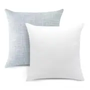 Set of 2 Linen Throw Pillow 18" x 18" (Pack of 2) Blue Grey With Inserts