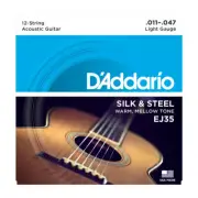 D'Addario EJ35 Silk & Steel Acoustic Guitar Strings; 12-string folk gauges 11-47