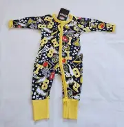 Bonds BWYUT 0WP Richmond Tigers AFL Printed Baby Zip Wondersuit Romper New