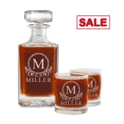 Whiskey Decanter Set With Glasses, Personalized Whiskey Decanter