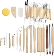 Respicefinem 42Pcs Ceramic Pottery Crafts Tools Set Clay Sculpting Carving Modeling Combination Tool Kit with Smooth Wooden Handles and Durable Stainless Steel Tips Ideal for DIY