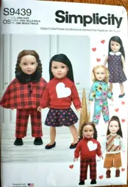 SIMPLICITY PATTERN 9439 DRESS SKIRT TOP PANTS CAPE 18" DOLL CLOTHES UNCUT