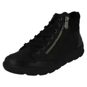 LADIES RIEKER LACE UP ZIP FUR LINED CASUAL WINTER ANKLE TRAINERS BOOTS Z0040