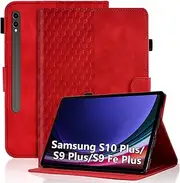 [Varohix] Case for Samsung Galaxy Tab S10+ Plus 2024 / S9 FE+ Plus/ S9+ Plus 12.4 Inch 2023 Magnetic Multi-Angle Leather Folio Stand Shell Folio with Card Holder Galaxy Tab S9+/S9 FE+ - Red
