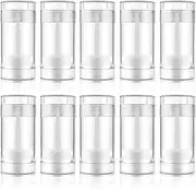 Mirrline 10 Pcs 75ml/2.5oz Empty Deodorant Containers Plastic Twist-up Filling Stick Refillable Round Bottom Fill Bottles Tubes for Homemade Natural Deodorant Lip Balm Soap - Clear