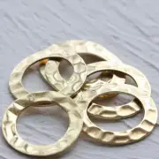 6 Pieces Raw Brass Textured Ring - Loop 27mm (3896C)