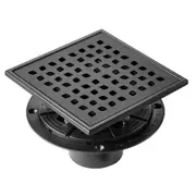 406mm Linear Shower Drain with Square Pattern Grate,Brushed 304 Stainless Steel Rectangle Shower Floor Drain, Sleek Linear Drain with Hair Strainer, Matte