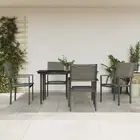 5 Piece Garden Dining Set Black Steel Textilene Outdoor Furniture Patio Ta 00736