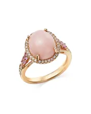 Bloomingdale's Fine Collection Pink Opal, Pink Sapphire, & Diamond Ring in 14K Yellow Gold
