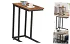C Shaped End Side Table for Sofa Couch and Bed 1 Set Brown NO Power Outlets
