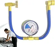 AC Manifold Gauge Set - R134A Recharge Hose with Pressure Gauge | M14 Or 1/2 Inch Thread AC Charger for Refrigerant Bottles
