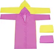 [uxcell] Rain Ponchos for Adults, 2 Pack Lightweight Reusable EVA Impermeable Rain Coat Waterproof Rain Jacket for Men and Women, Yellow, Pink