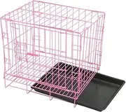 Abaodam Small Pink Dog Cage Portable Folding Metal Wire Crate with Pan Travel Carrier for Small Dogs Cats Rabbits Durable Wear Resistant Design for Indoor Outdoor Use