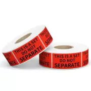 Packaging Label 1"x2" Red Stickers "This Is a Set Do Not Separate” - 12 Rolls