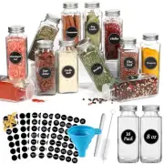 Spice Jars with Label 8oz 16Pcs, 8oz Glass Spice Jars with Shaker Lids 16Pack