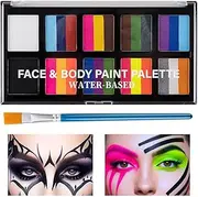 Make Face Paint | 10 Grids Facial Painting Palette,Washable Sweat-Proof Cosmetics Supplies for Cosplay Stage Performances Theme Parties Halloween