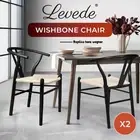 Levede 2x Dining Chairs Wooden Hans Wegner Chair Wishbone Chair Cafe Lounge Seat