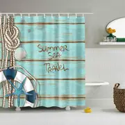Catzon Vintage Wooden Printed Shower Curtains Bathroom Decor Accessory-19