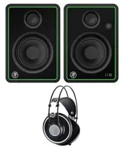 AKG K702 K 702 Reference Over-Ear Studio/Audiophile Headphones+2 Mackie Monitors