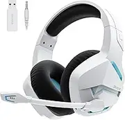 BINNUNE Wireless Gaming Headset with Microphone, 120 Hours of Continuous Usage, 2.4 G Dongle / Bluetooth 5.3/3.5 mm 3-Way Connection, 2.4 GHz Low Latency, Wireless Headset, Noise Cancelling Microphone