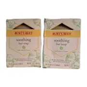 Lot of 2 Burt's Bees Soothing Bar Soap with Aloe & Cotton 5.1oz NEW Unscented